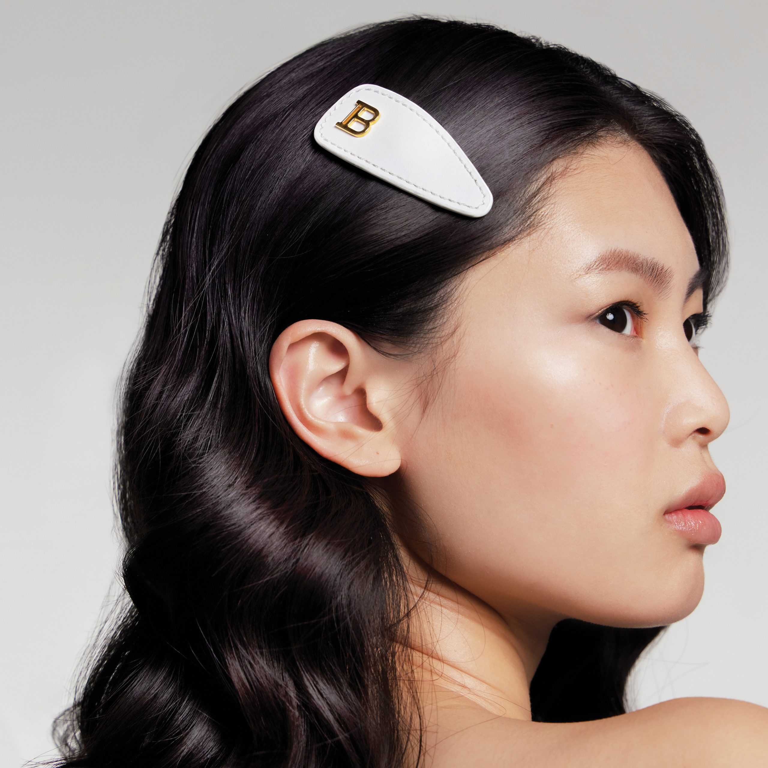 BALMAIN HAIR nahast juukseklamber valge / Printemps Leather Snap Hair Clip White - Image 3